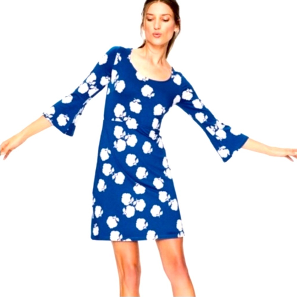 EUC Boden Fit and Flare Floral Dress long sleeve